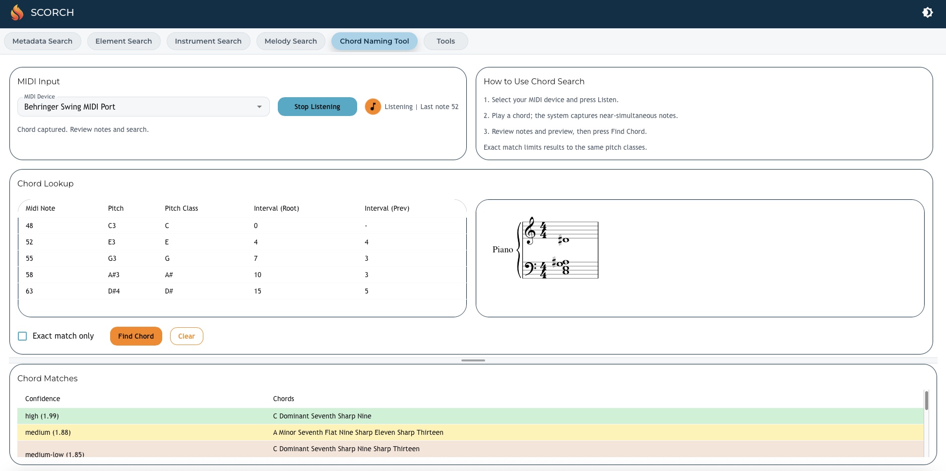 Chord or sonority search