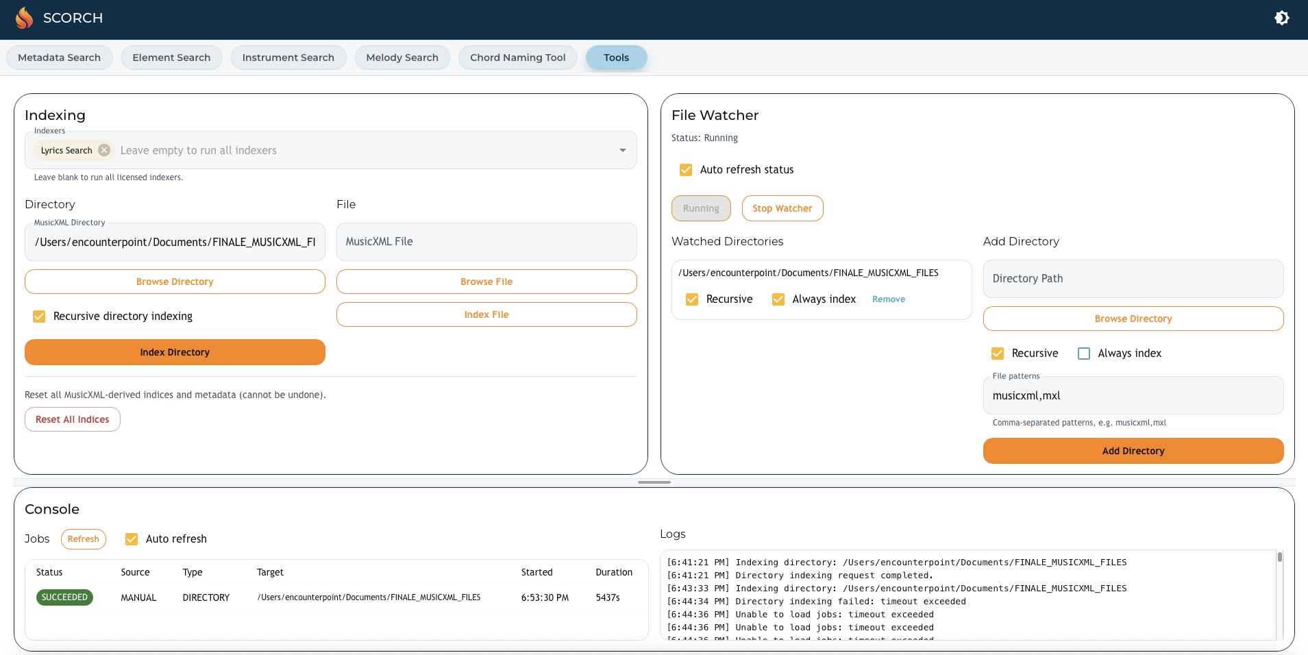 Library + index status